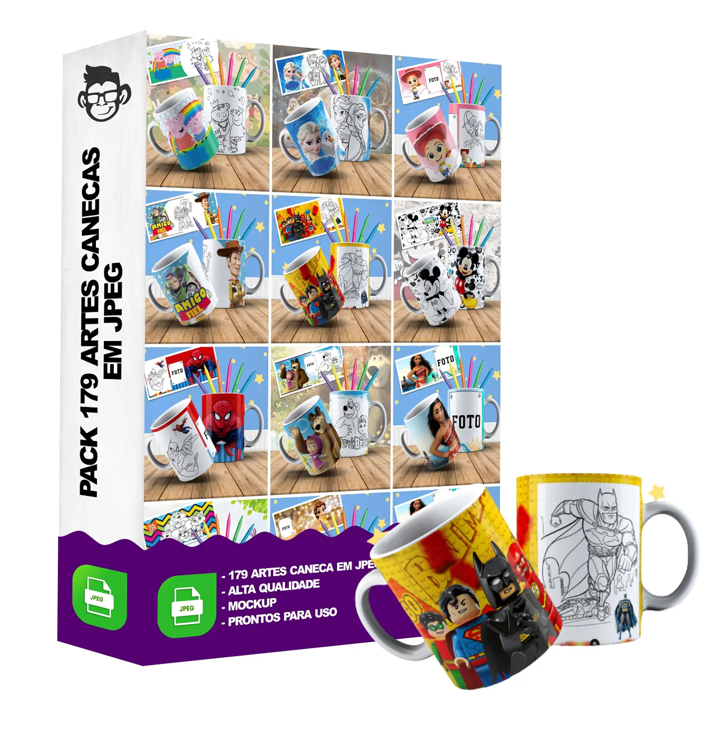 179 Artes para Caneca Personagens para Colorir Arquivo em Jpge/Png 4