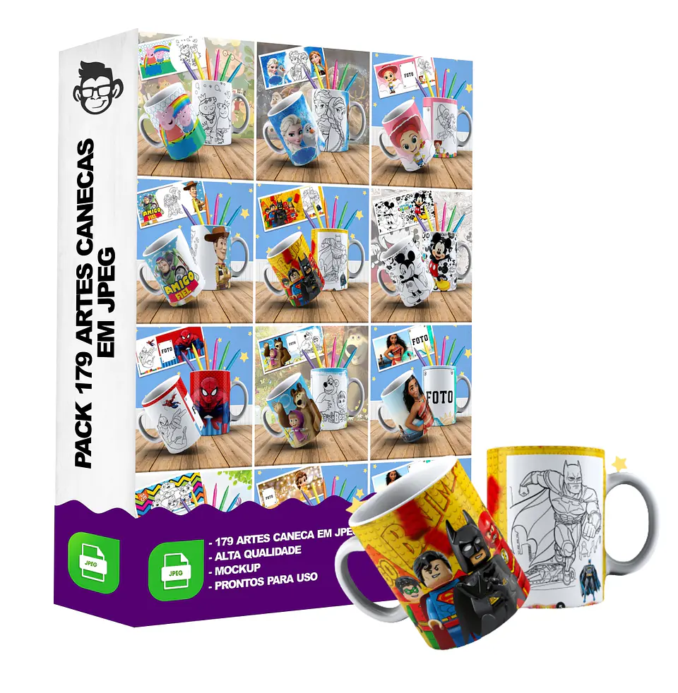 179 Artes para Caneca Personagens para Colorir Arquivo em Jpge/Png 4