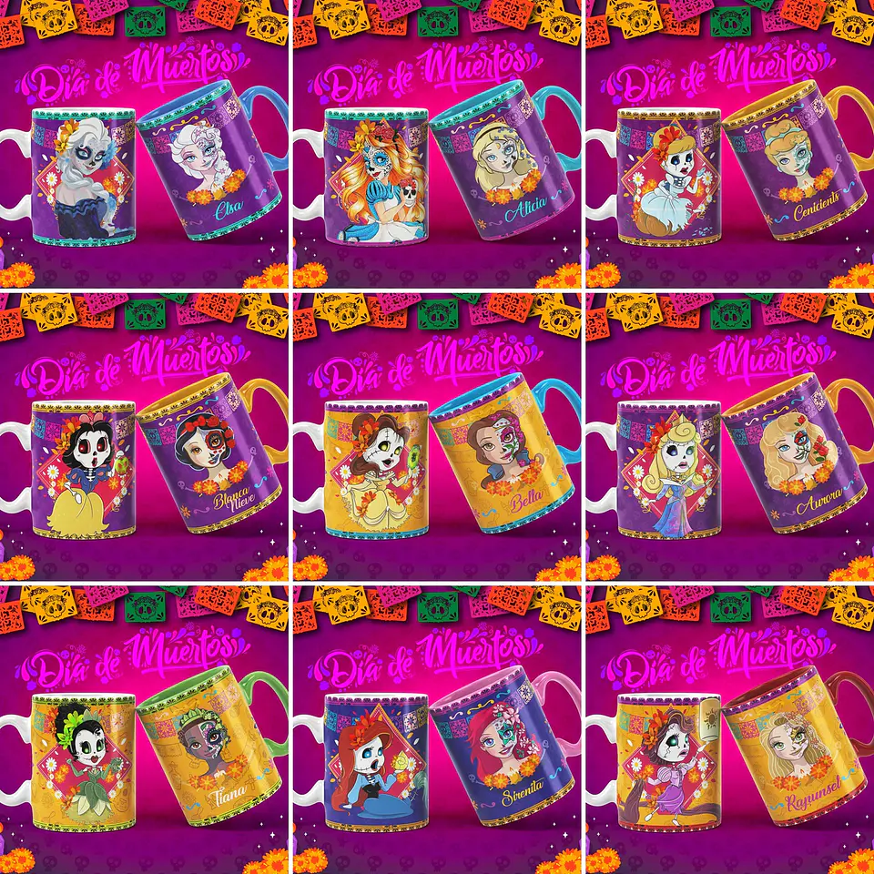 13 Artes Caneca Caveira Mexicana Editável em Photoshop 1