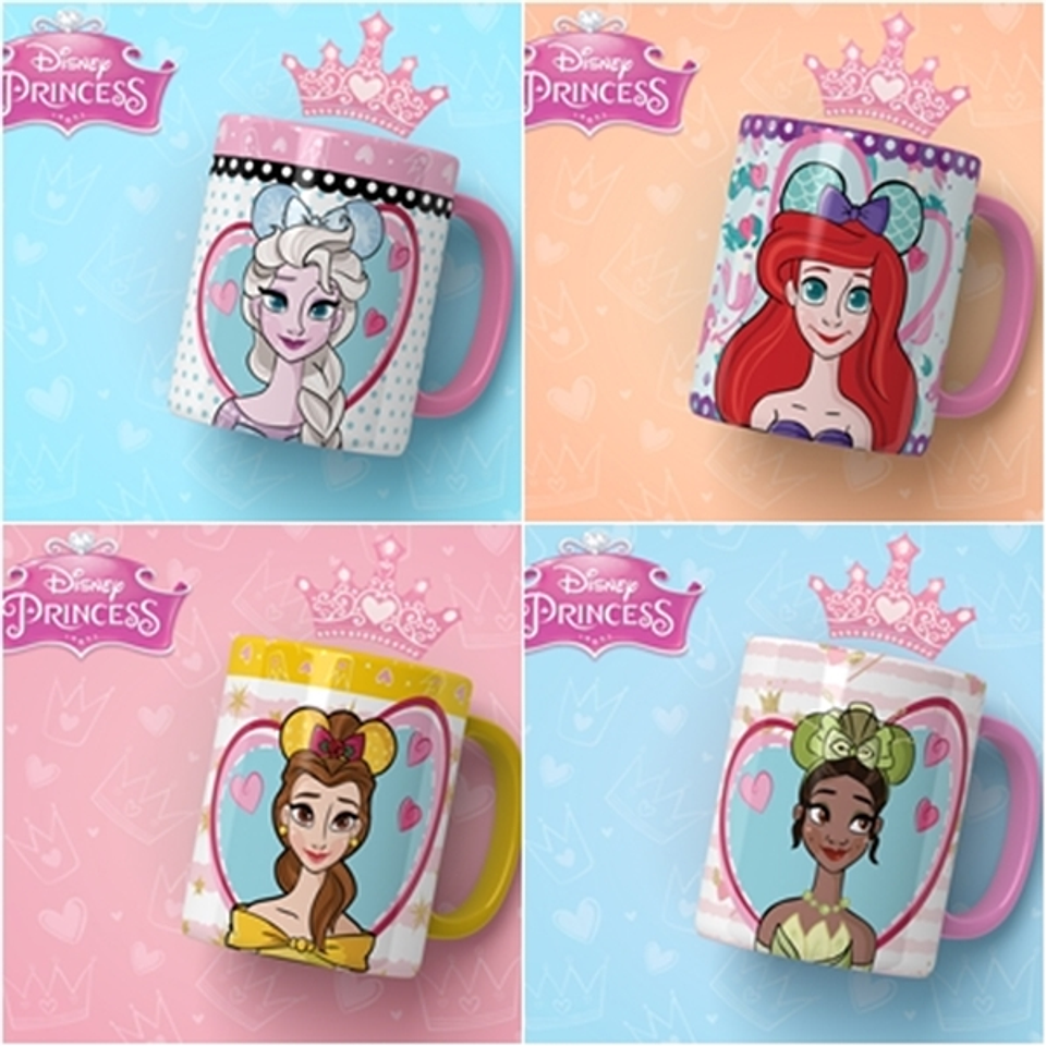 13 Artes para Caneca Princesas Disney Editável em Corel Draw 3