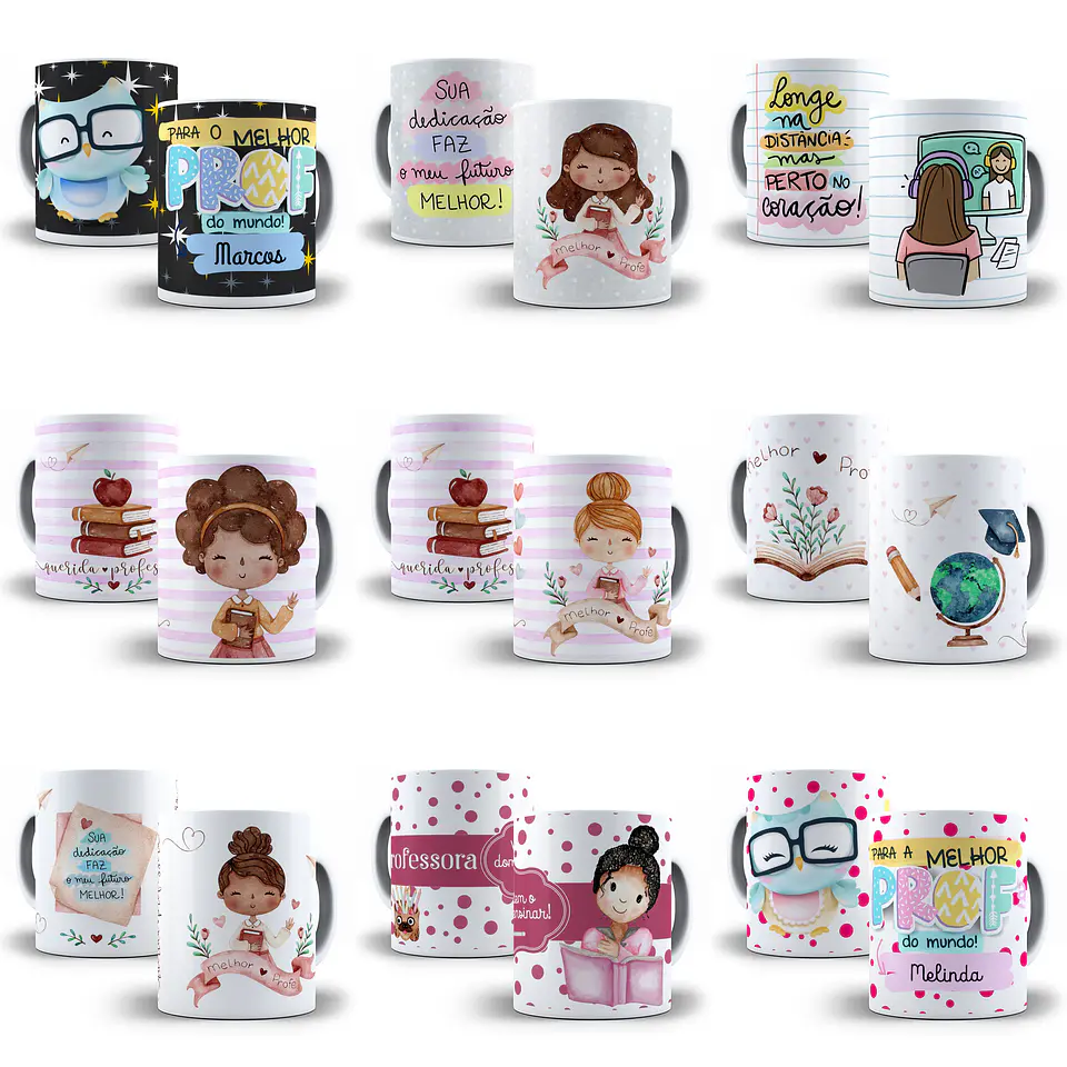 45 Artes para Caneca Professores Editável em Corel Draw 2
