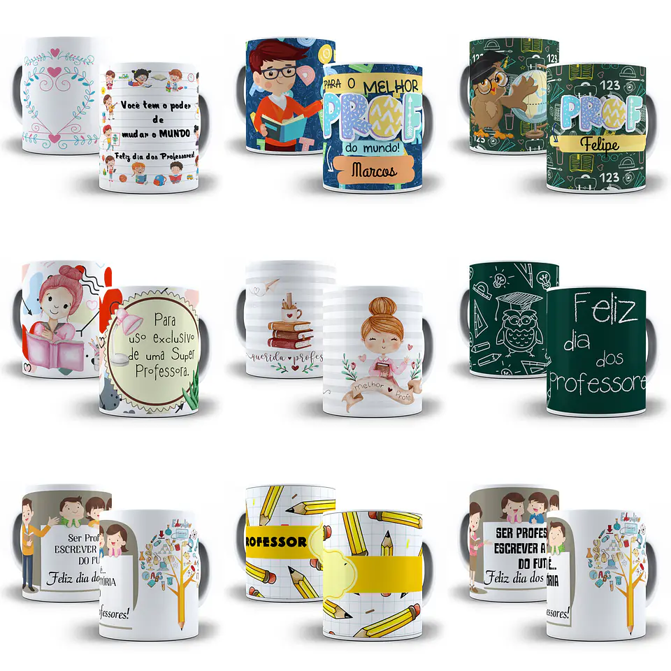 45 Artes para Caneca Professores Editável em Corel Draw 1