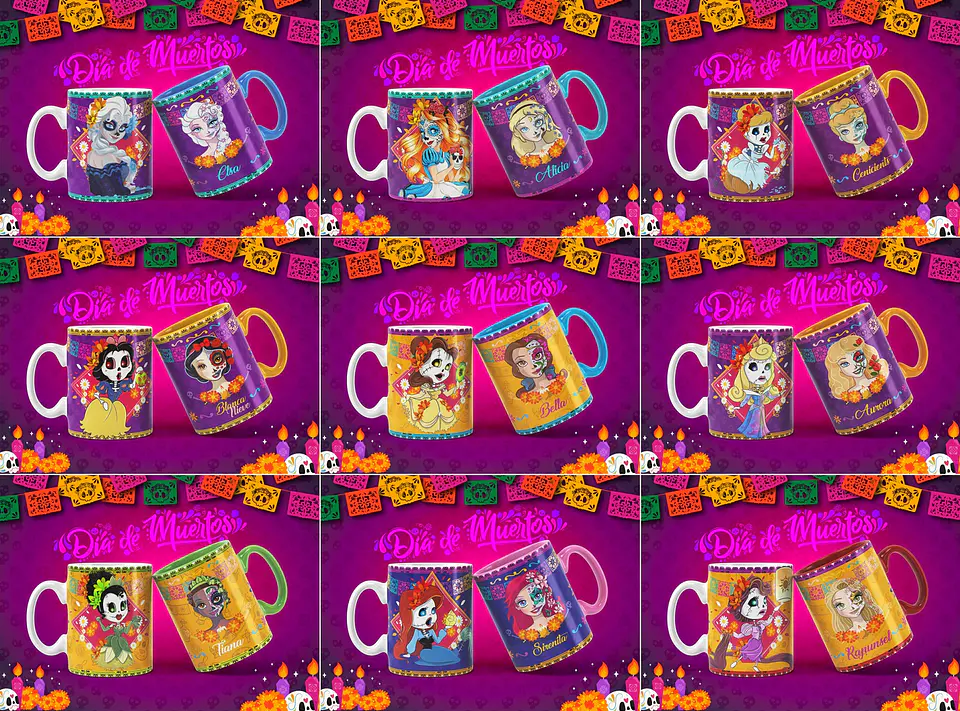 13 Artes Caneca Caveira Mexicana Editável em Photoshop 3