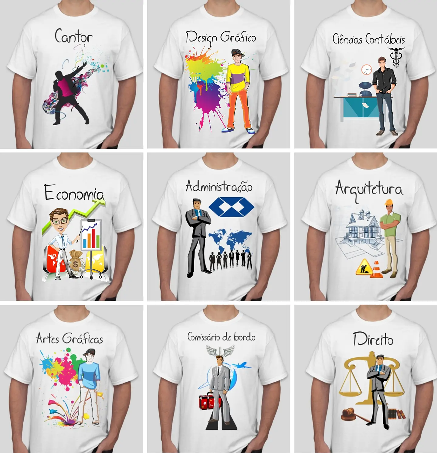 52 Artes para Camisa Profissões e Cursos Masculino Editável em Corel Draw 1