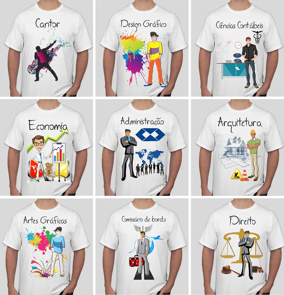 52 Artes para Camisa Profissões e Cursos Masculino Editável em Corel Draw 1
