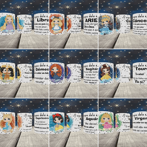 24 Artes para Caneca Signos Editável em Corel Draw