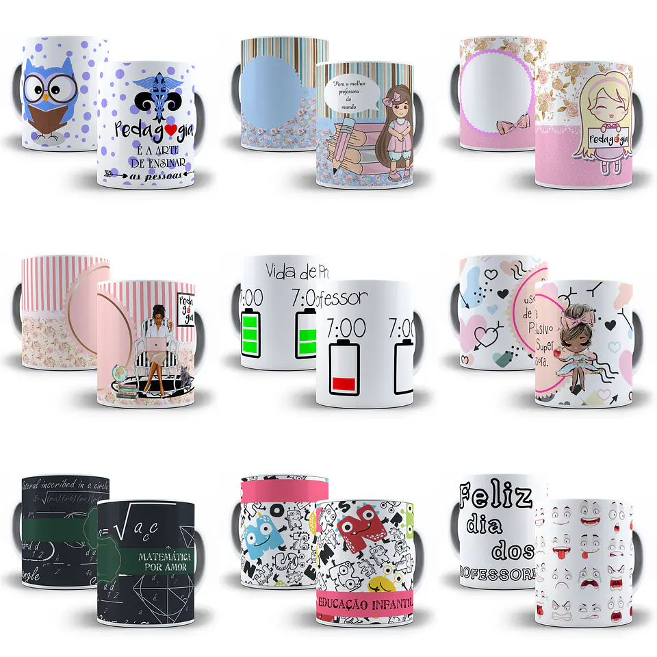 45 Artes para Caneca Professores Editável em Corel Draw 3