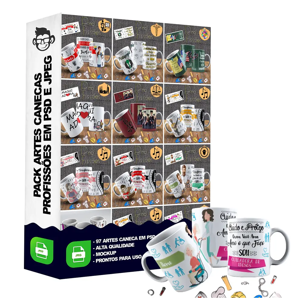 97 Artes Caneca Profissões Editável em Photoshop 4