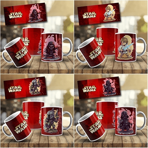 9 Artes Caneca Anime Star Wars Editável em Photoshop
