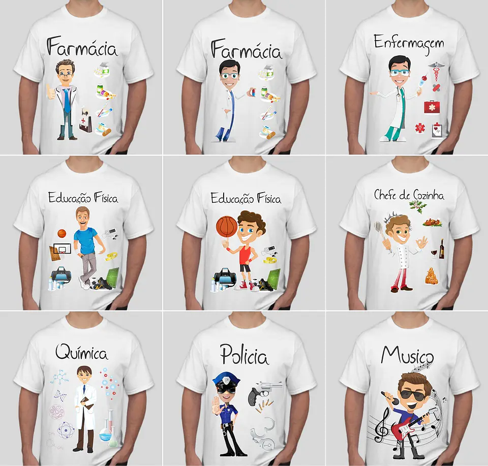 52 Artes para Camisa Profissões e Cursos Masculino Editável em Corel Draw 3