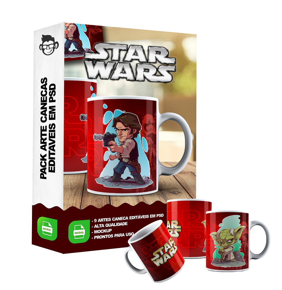9 Artes Caneca Anime Star Wars Editável em Photoshop 2