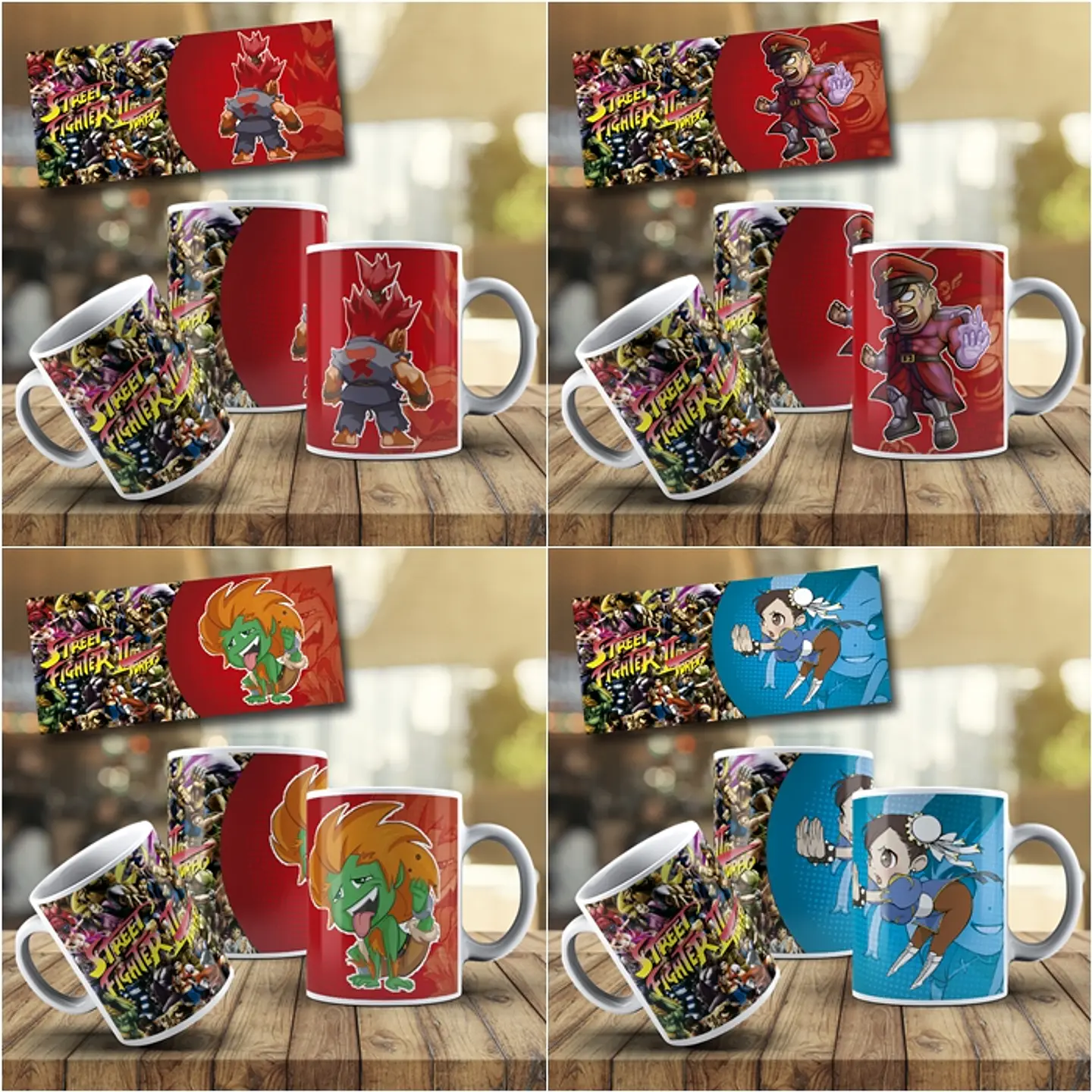10 Artes Caneca Anime Street Figther Editável em Photoshop 1