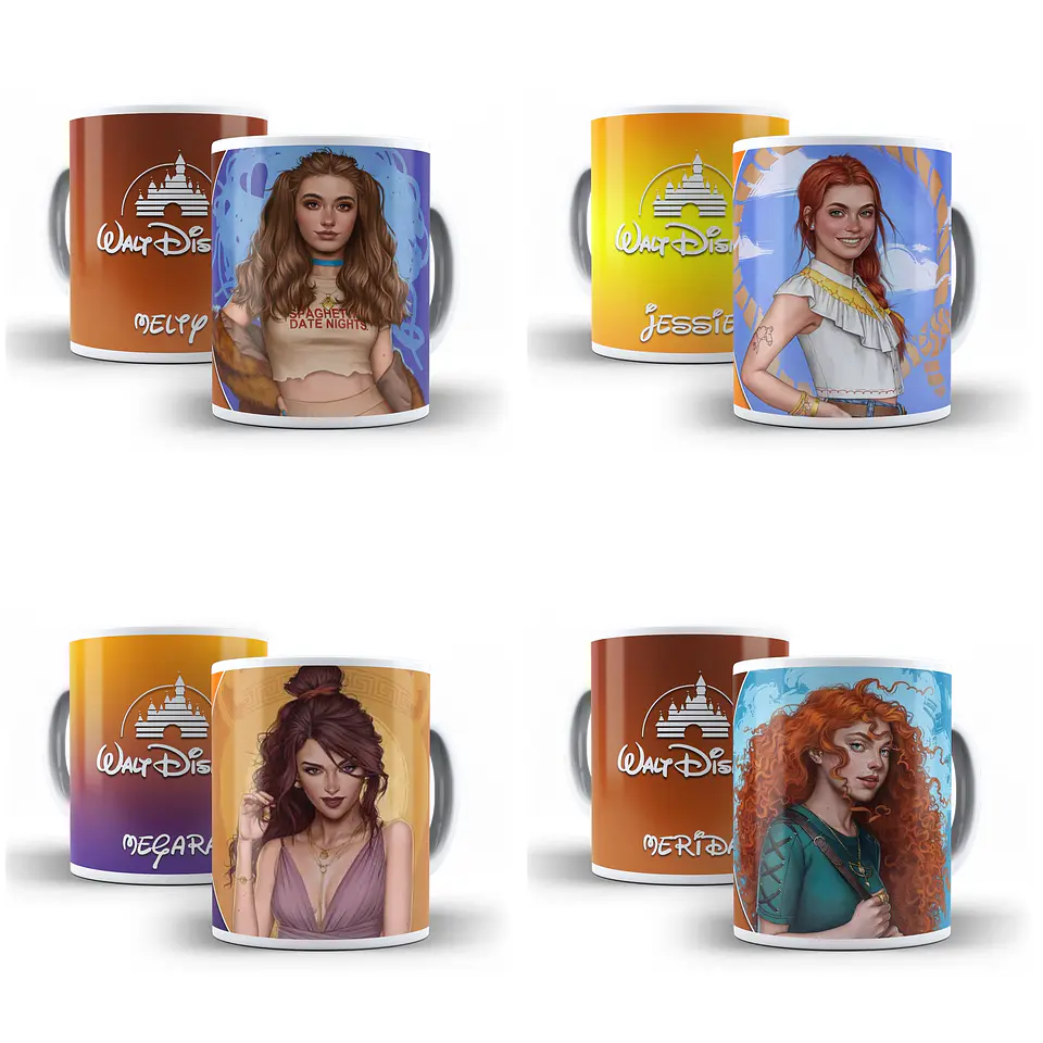 26 Artes Caneca Princesa Modernas Disney Editável em Photoshop 4