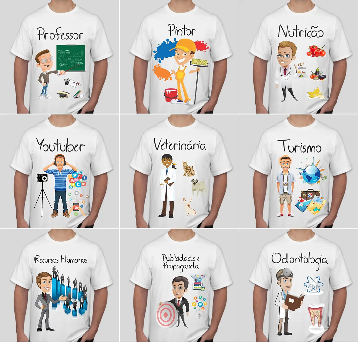 52 Artes para Camisa Profissões e Cursos Masculino Editável em Corel Draw 4