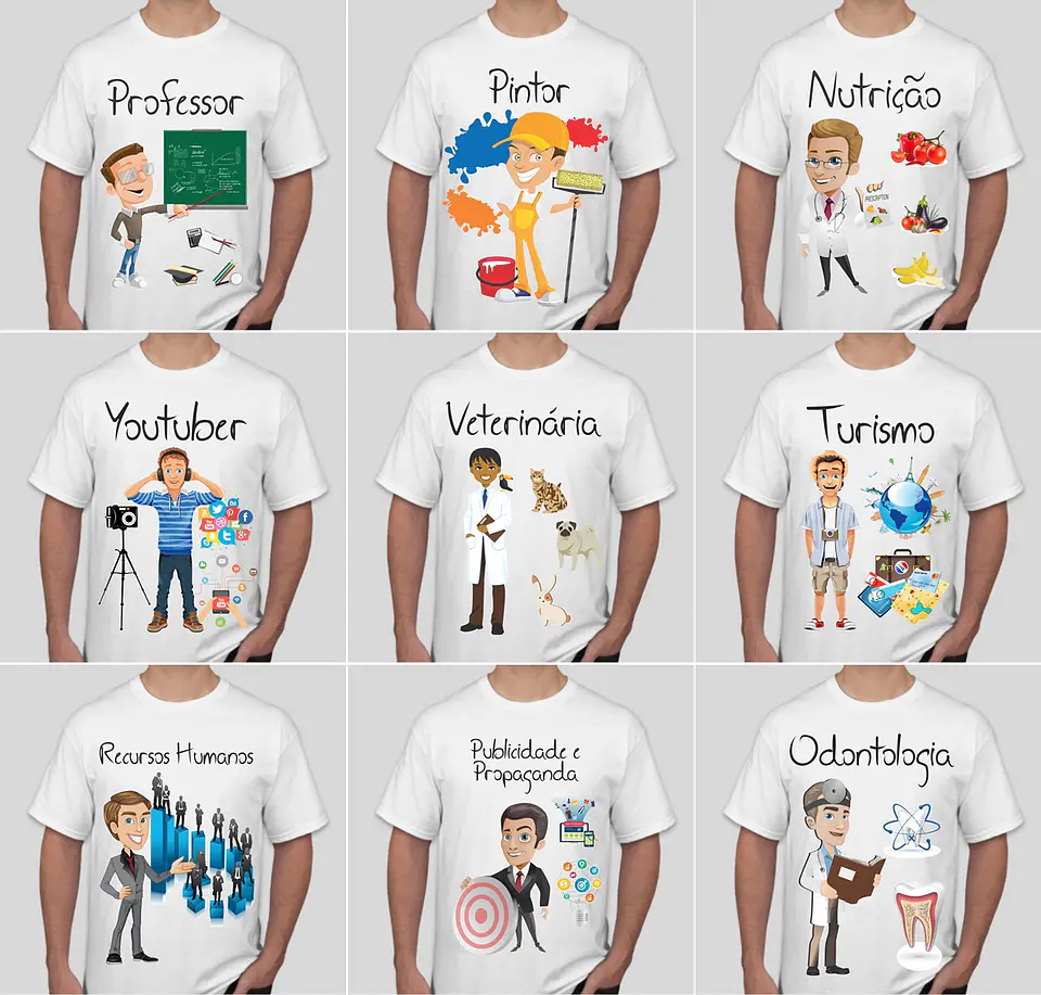 52 Artes para Camisa Profissões e Cursos Masculino Editável em Corel Draw 4