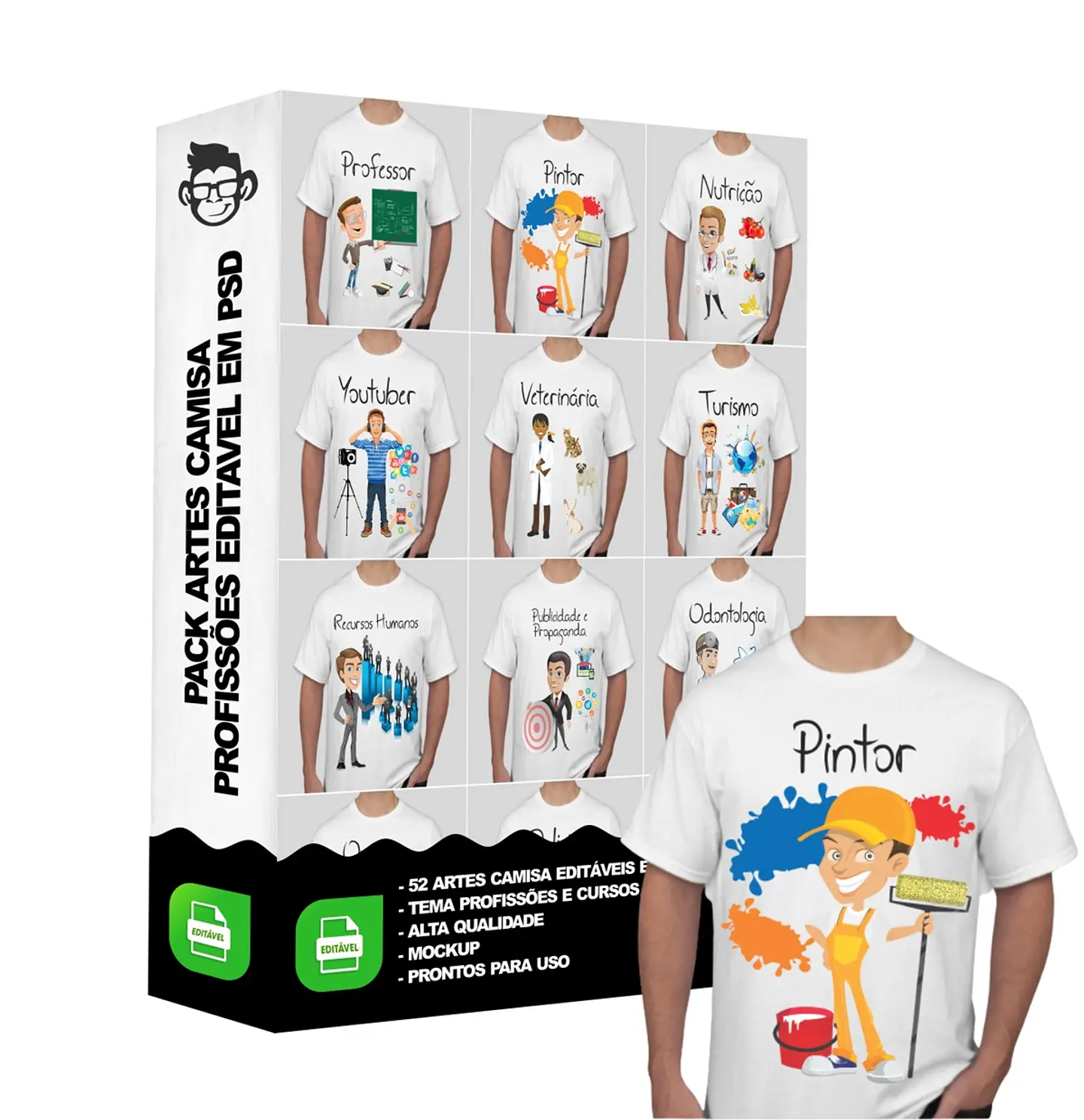 52 Artes para Camisa Profissões e Cursos Masculino Editável em Corel Draw 5