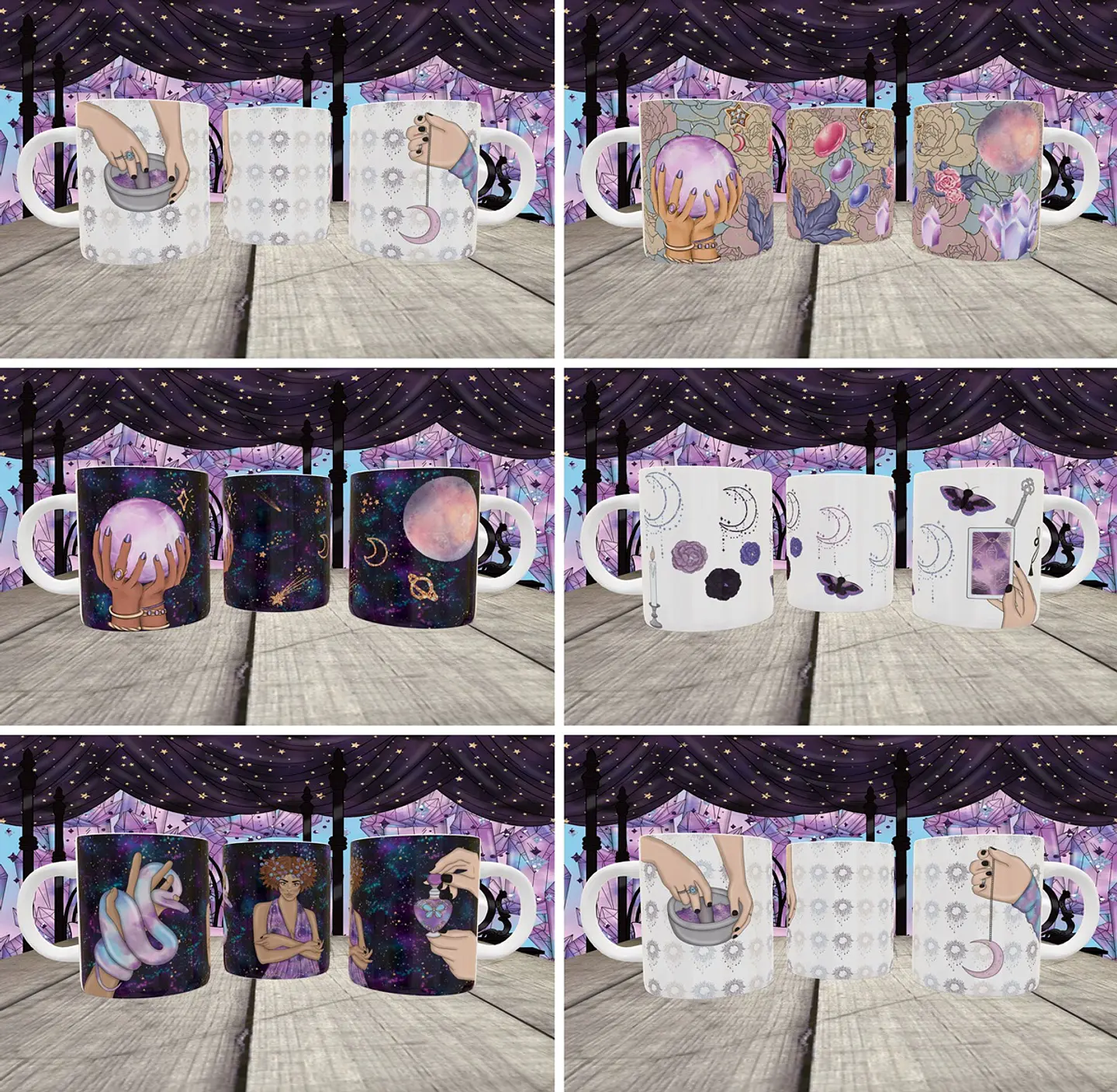 10 Artes para Caneca Wicca Editável em Corel Draw 2