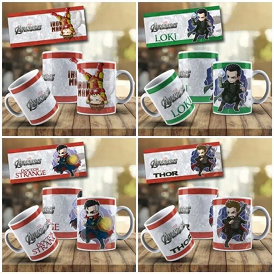 10 Artes Caneca Anime Vingadores Marvel Editável em Photoshop 1