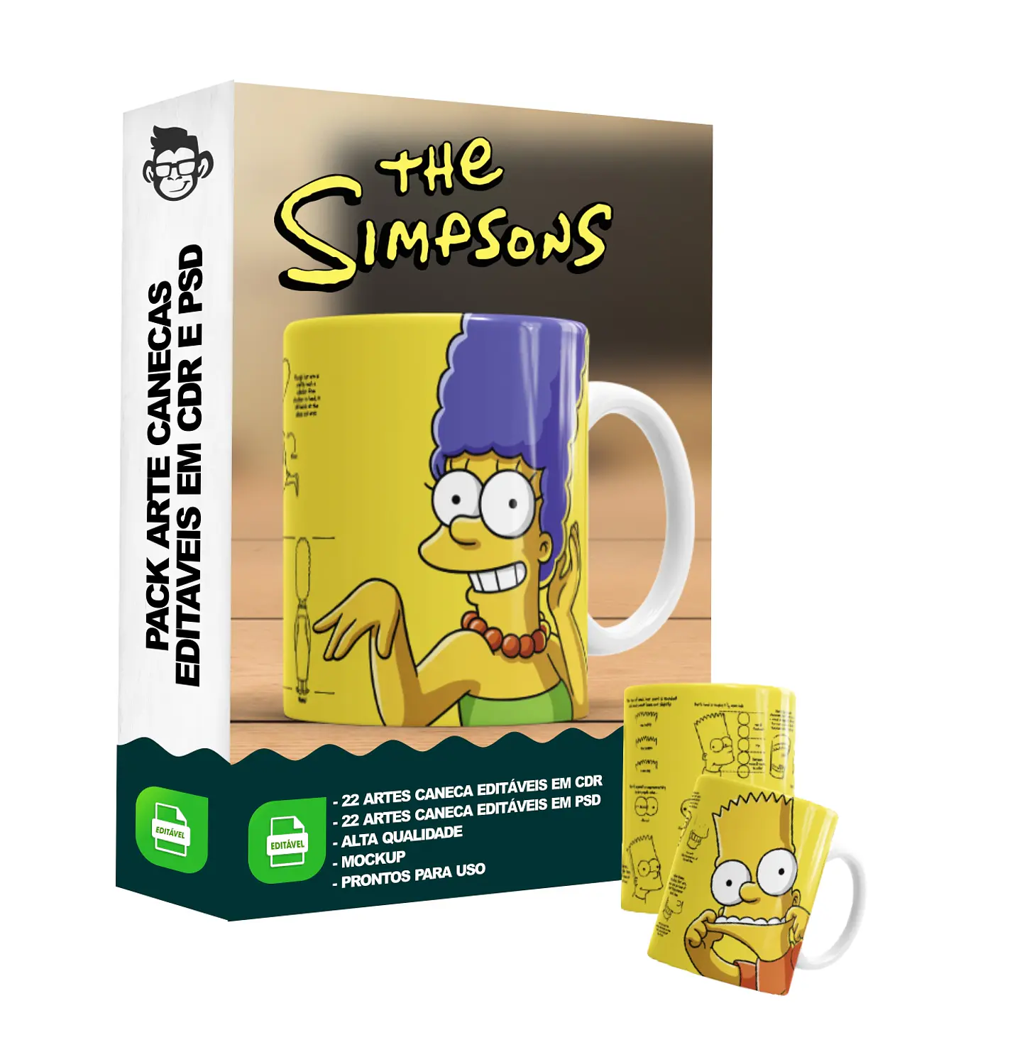 22 Artes para Caneca Simpsons Editável em Corel Draw e Photoshop 6