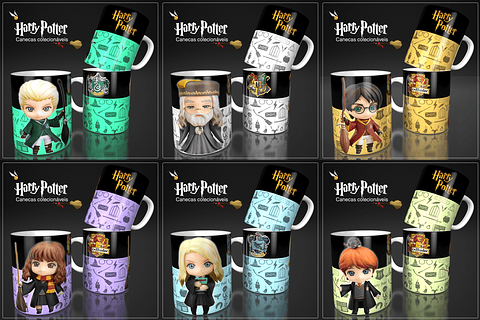 6 Artes para Caneca Anime Harry Potter Arquivo em Jpge/Png