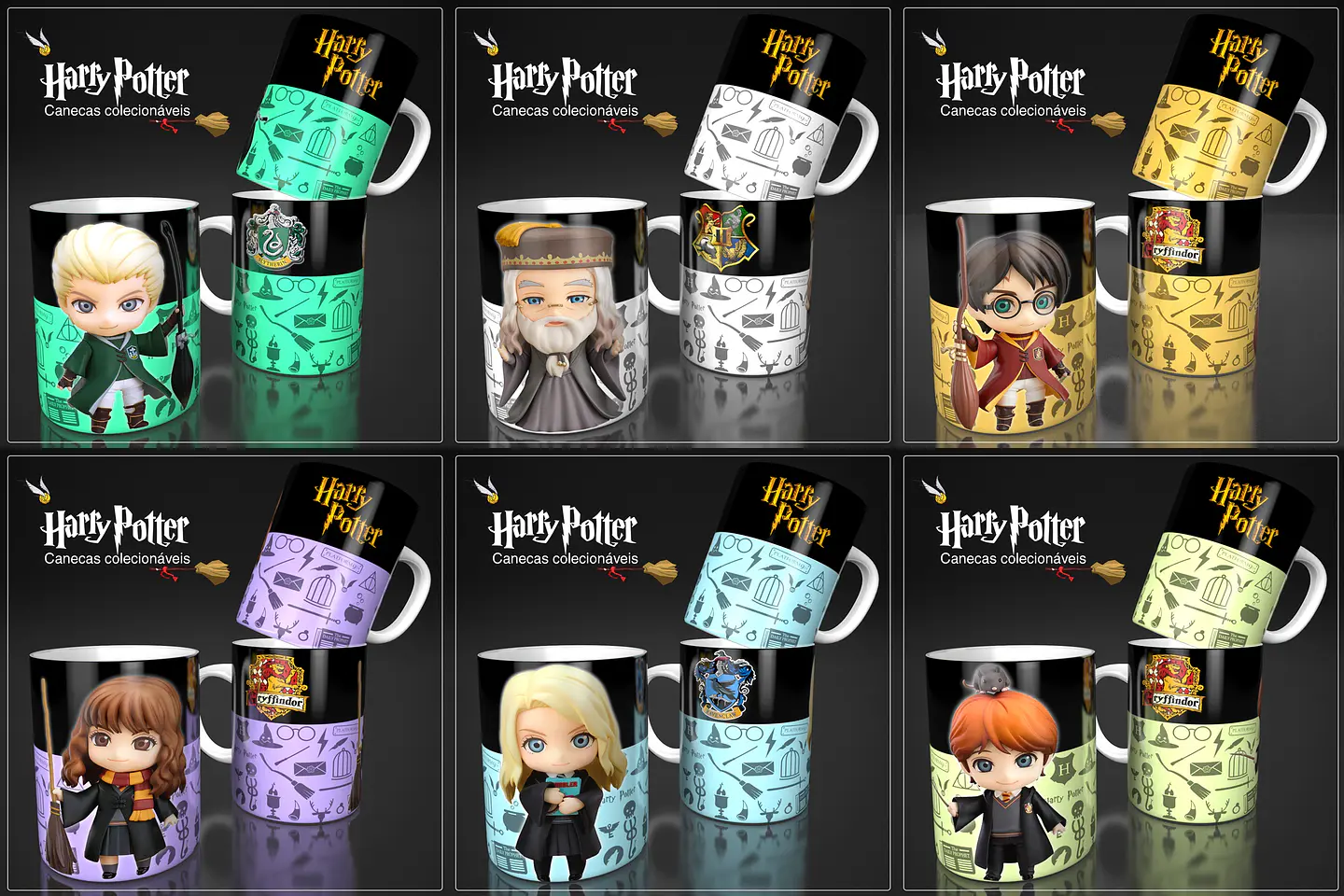 6 Artes para Caneca Anime Harry Potter Arquivo em Jpge/Png 1