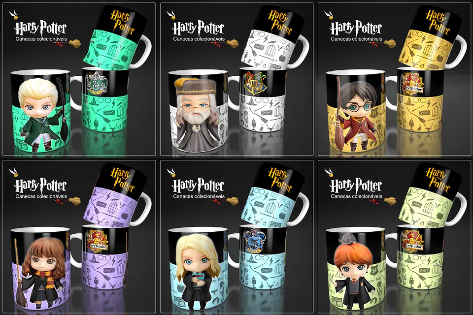 6 Artes para Caneca Anime Harry Potter Arquivo em Jpge/Png 1