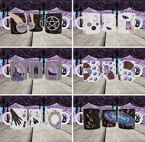 10 Artes para Caneca Wicca Editável em Corel Draw