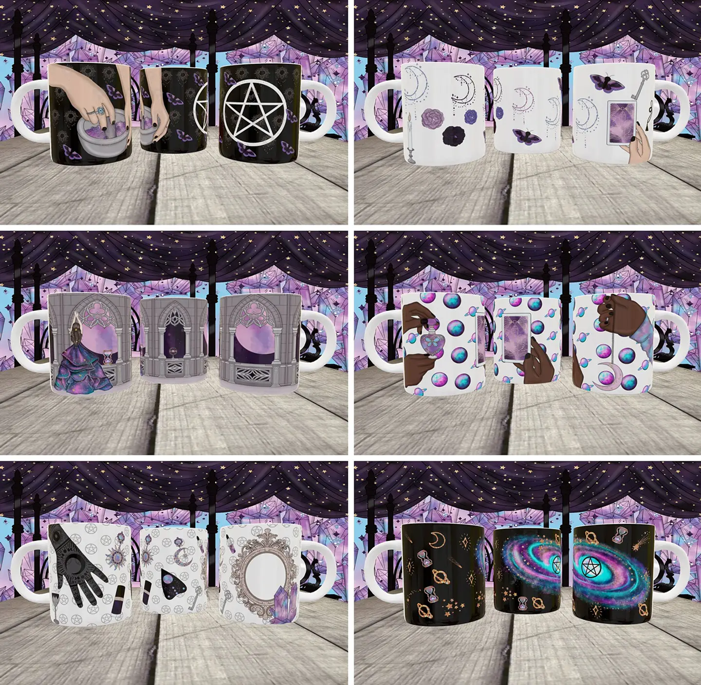 10 Artes para Caneca Wicca Editável em Corel Draw 1