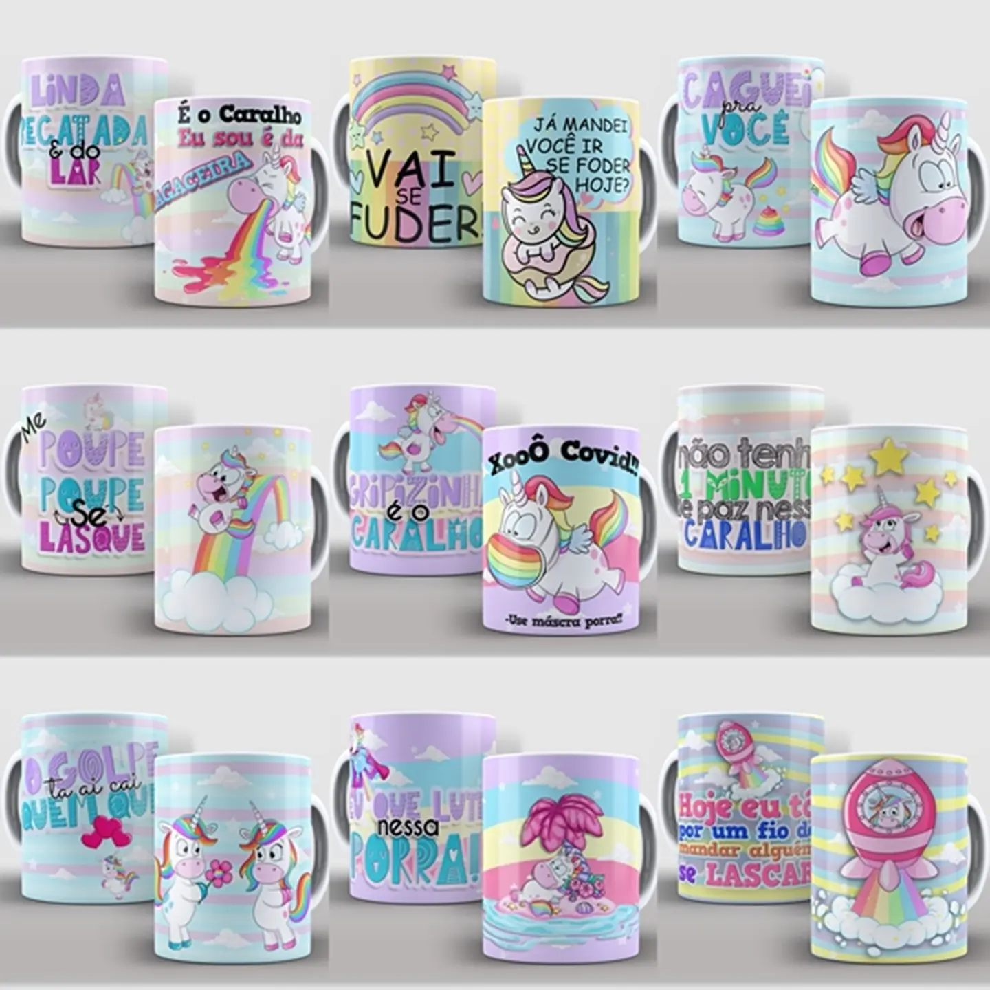 59 Artes para Caneca Unicórnio e Gatinhos Editável em Corel Draw ou Photoshop 5