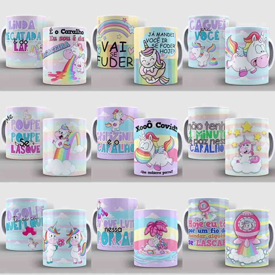 59 Artes para Caneca Unicórnio e Gatinhos Editável em Corel Draw ou Photoshop 5