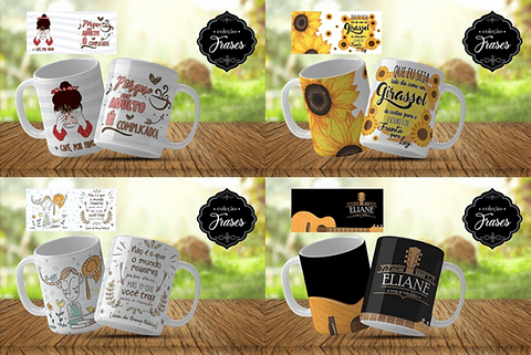 10 Artes para Caneca Frases Editável em Corel Draw