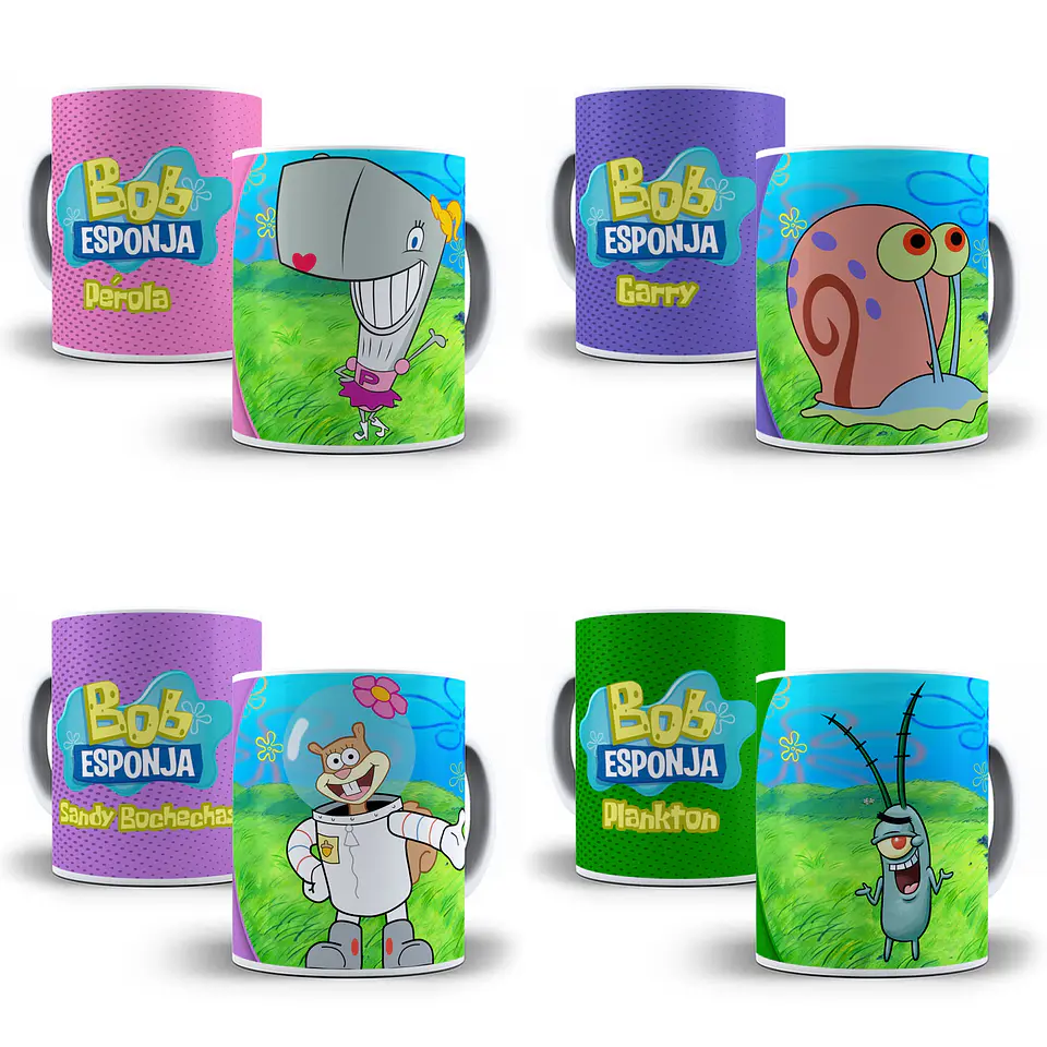 10 Artes Caneca Anime Bob Esponja Editável em Photoshop 2