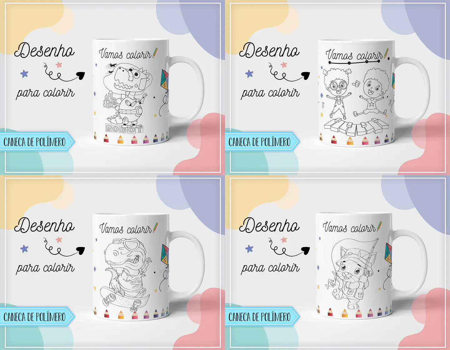 10 Artes para Caneca Pintar Editável em Corel Draw 2
