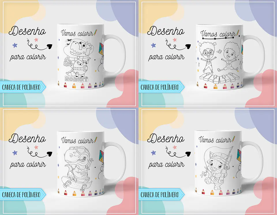 10 Artes para Caneca Pintar Editável em Corel Draw 2