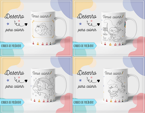 10 Artes para Caneca Pintar Editável em Corel Draw