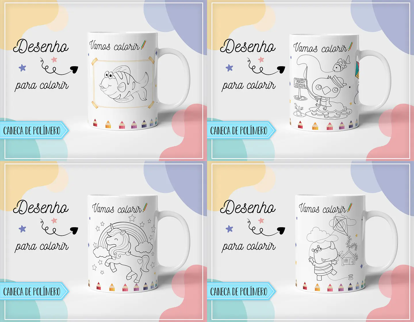10 Artes para Caneca Pintar Editável em Corel Draw 1