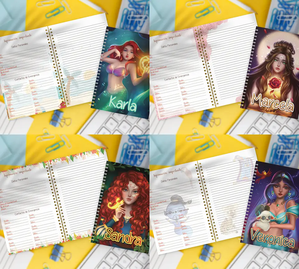 11 Artes para Caderno Princesa da Disney Arquivo em Jpge/Png 1