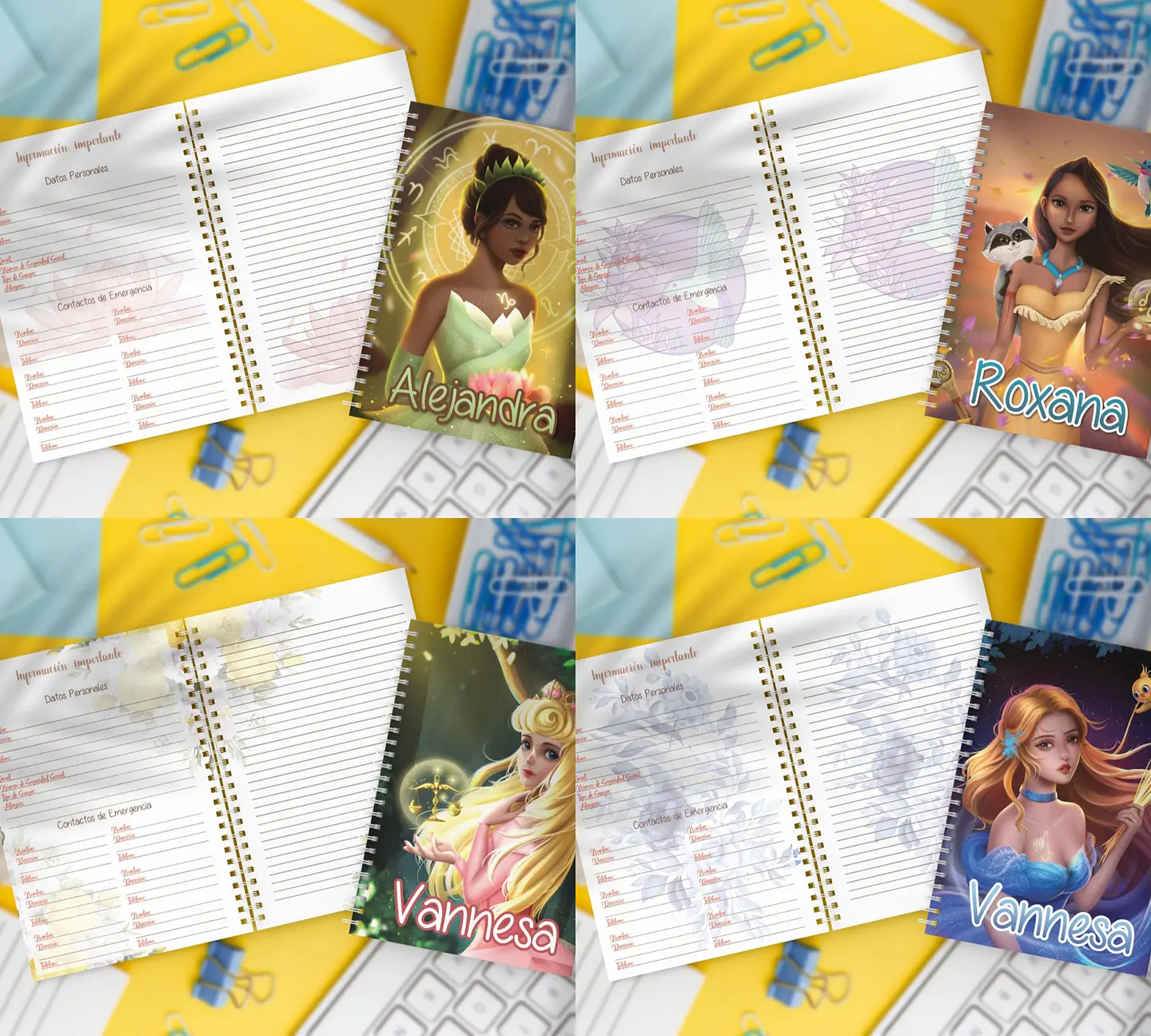11 Artes para Caderno Princesa da Disney Arquivo em Jpge/Png 2