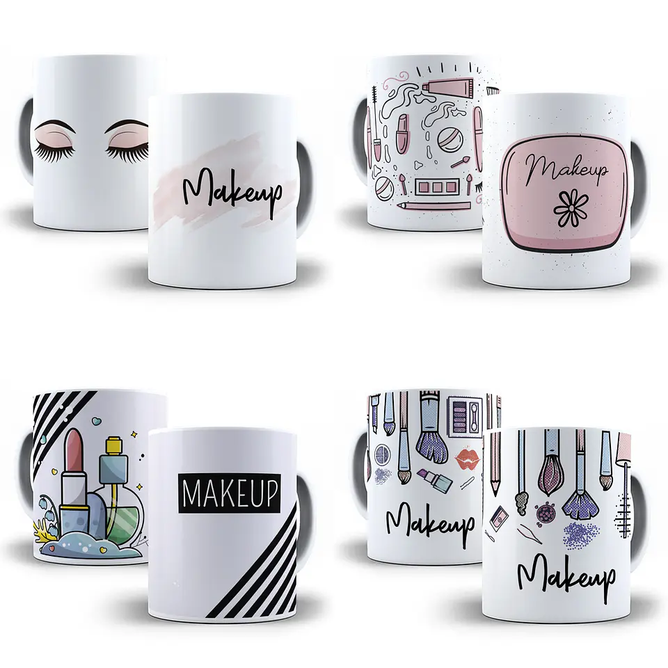 12 Artes para Caneca Maquiagem Makeup Editável em Corel Draw 1