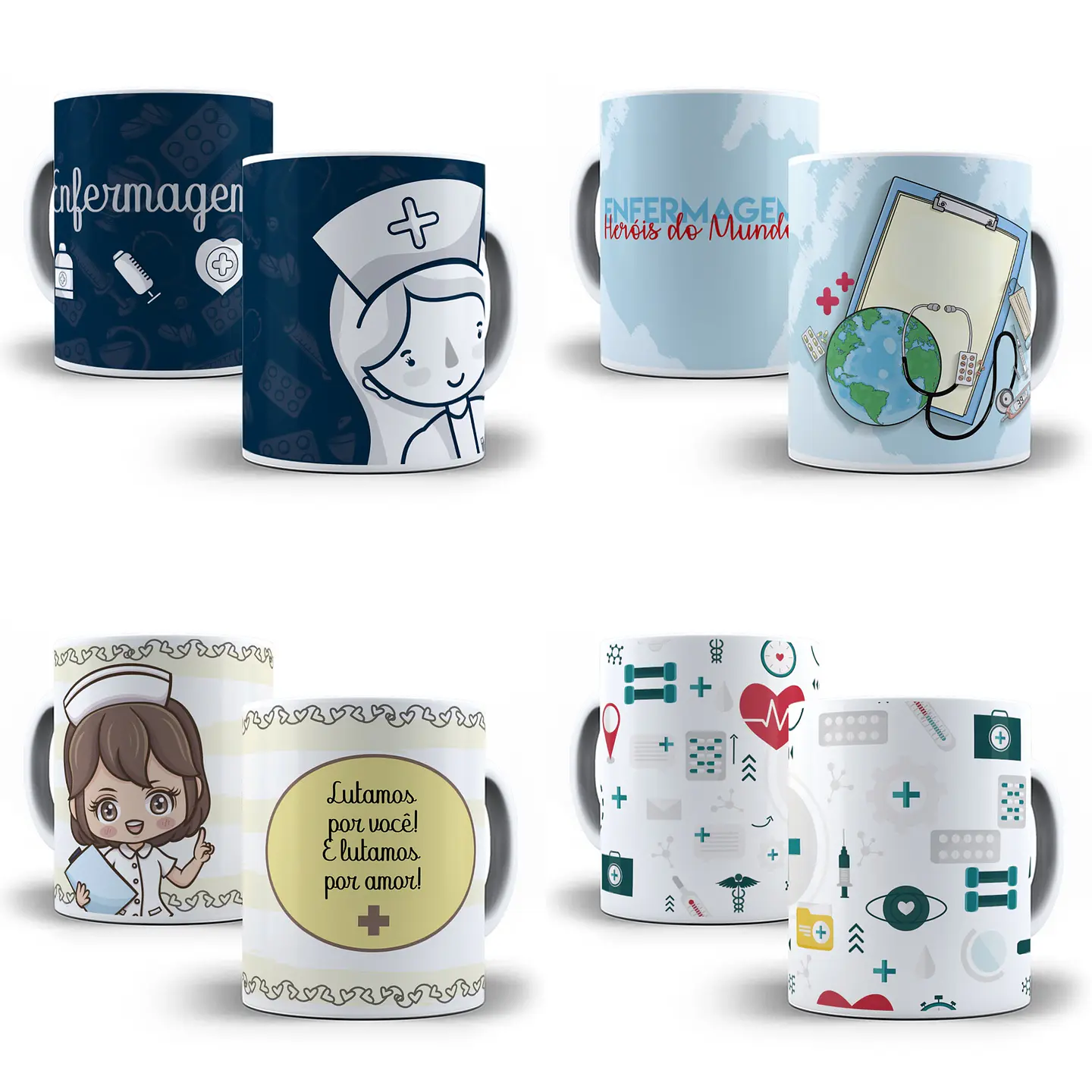 15 Artes para Caneca Enfermagem Editável em Corel Draw 2