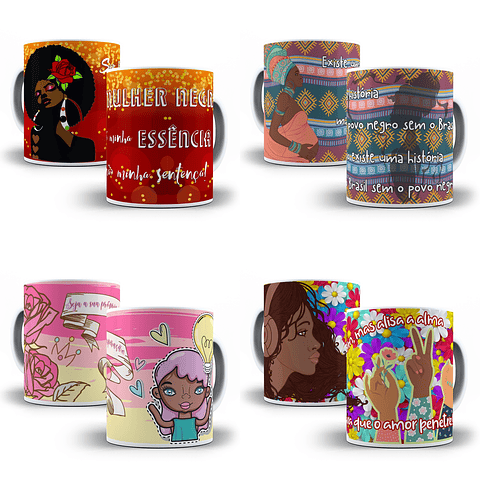 15 Artes para Caneca Beleza Negra Editável em Corel Draw