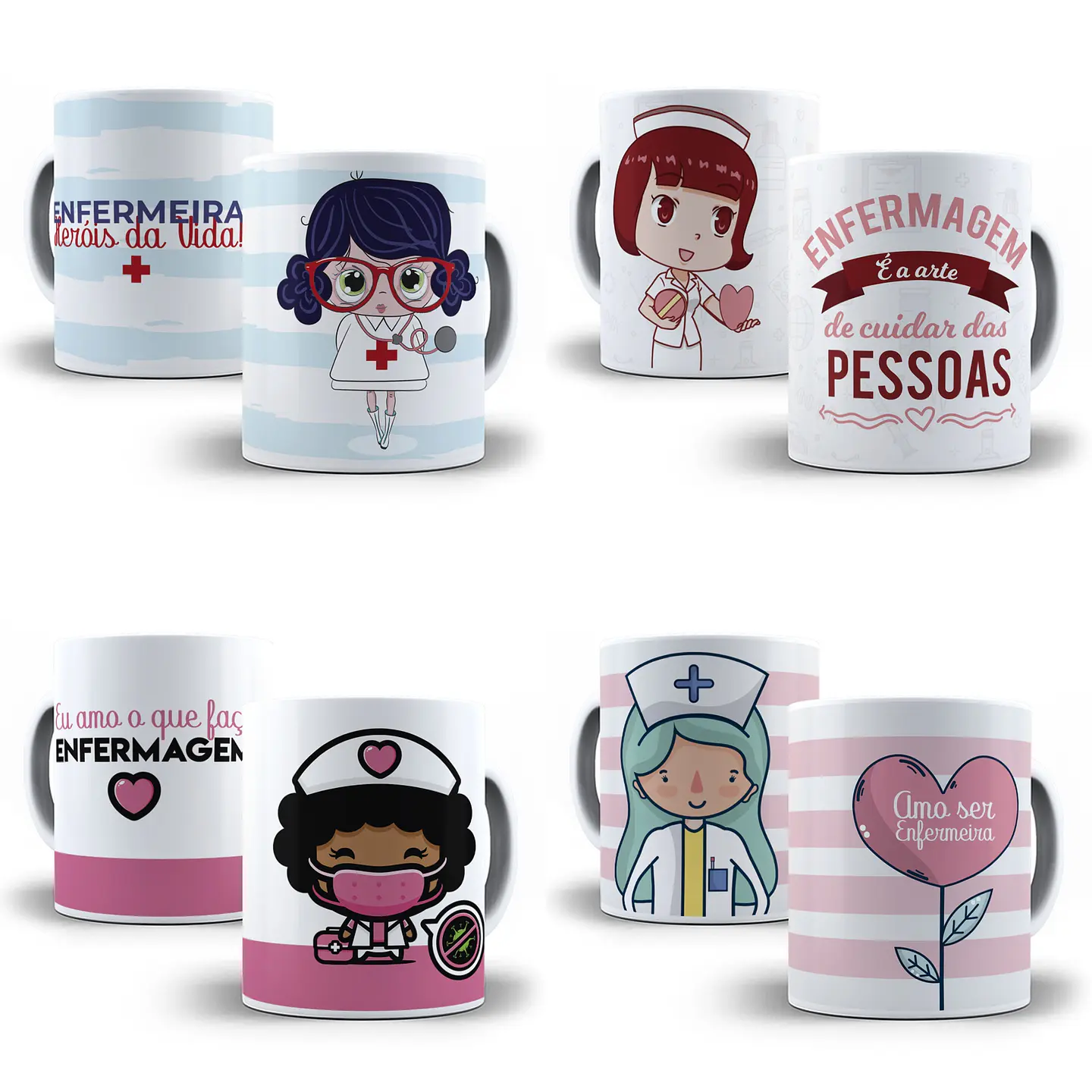 15 Artes para Caneca Enfermagem Editável em Corel Draw 3