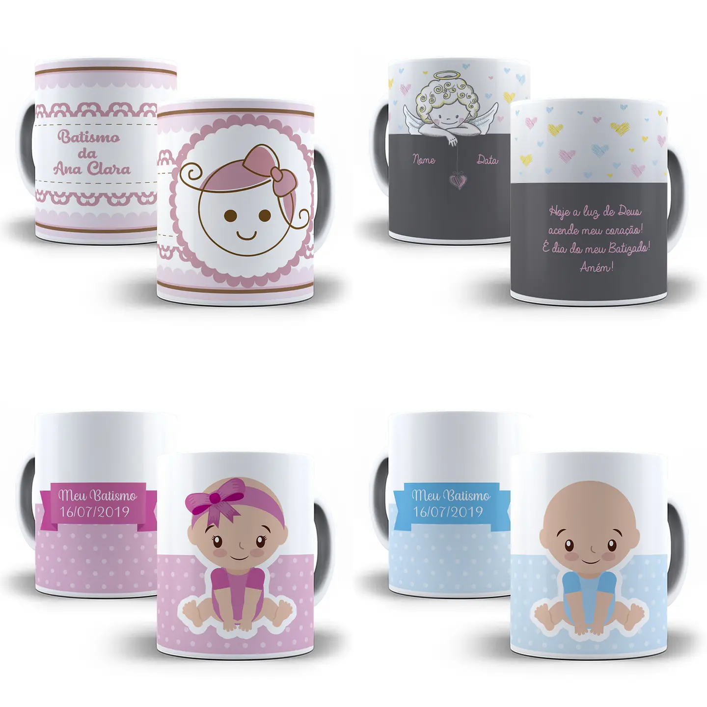 20 Artes para Caneca Batizado Batismo Editável em Corel Draw 3