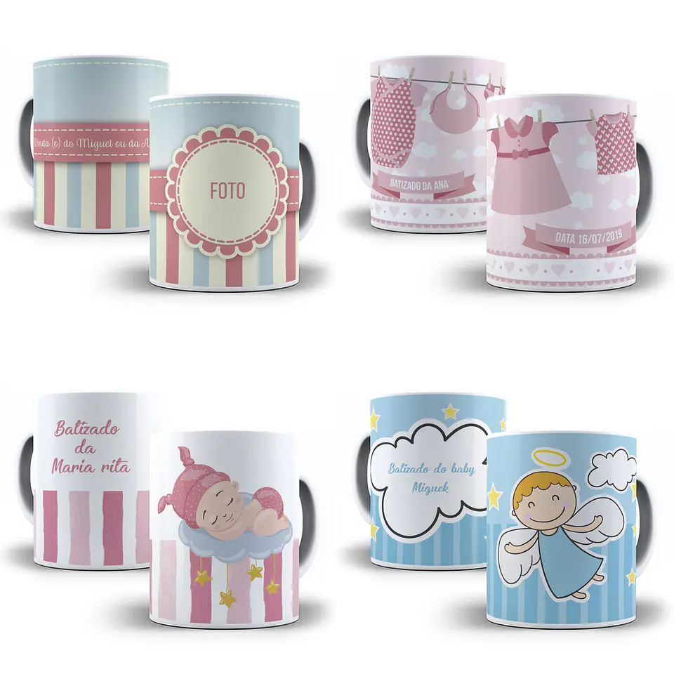 20 Artes para Caneca Batizado Batismo Editável em Corel Draw 1