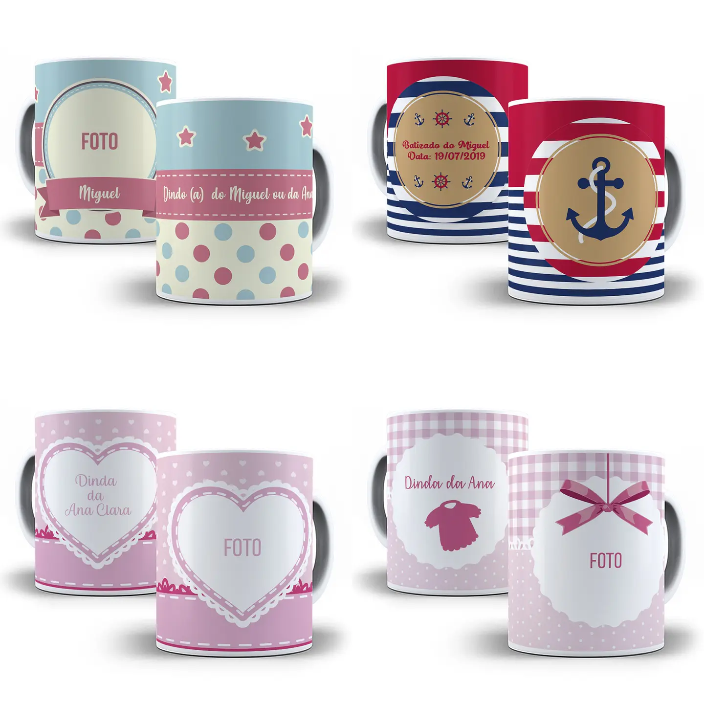 20 Artes para Caneca Batizado Batismo Editável em Corel Draw 4