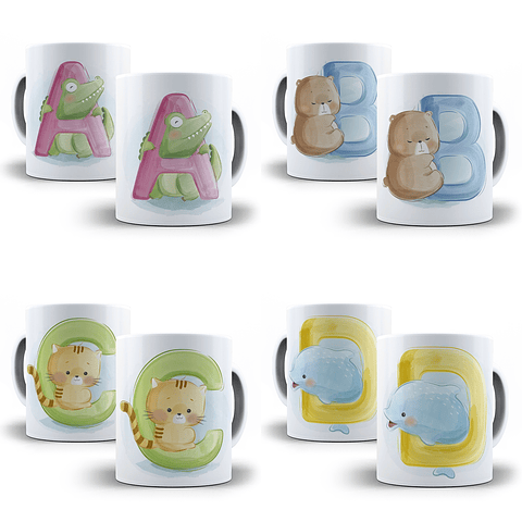 26 Artes para Caneca Alfabetos Cute Editável em Corel Draw