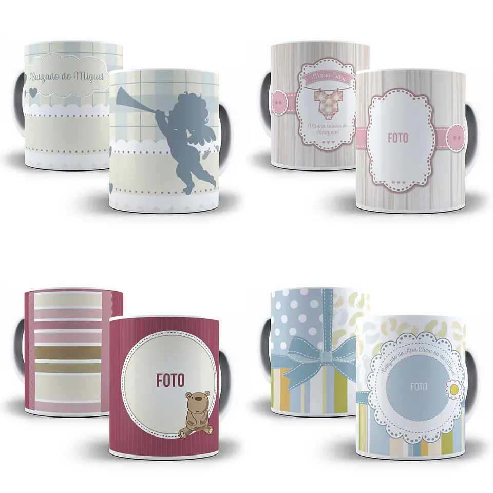 20 Artes para Caneca Batizado Batismo Editável em Corel Draw 5