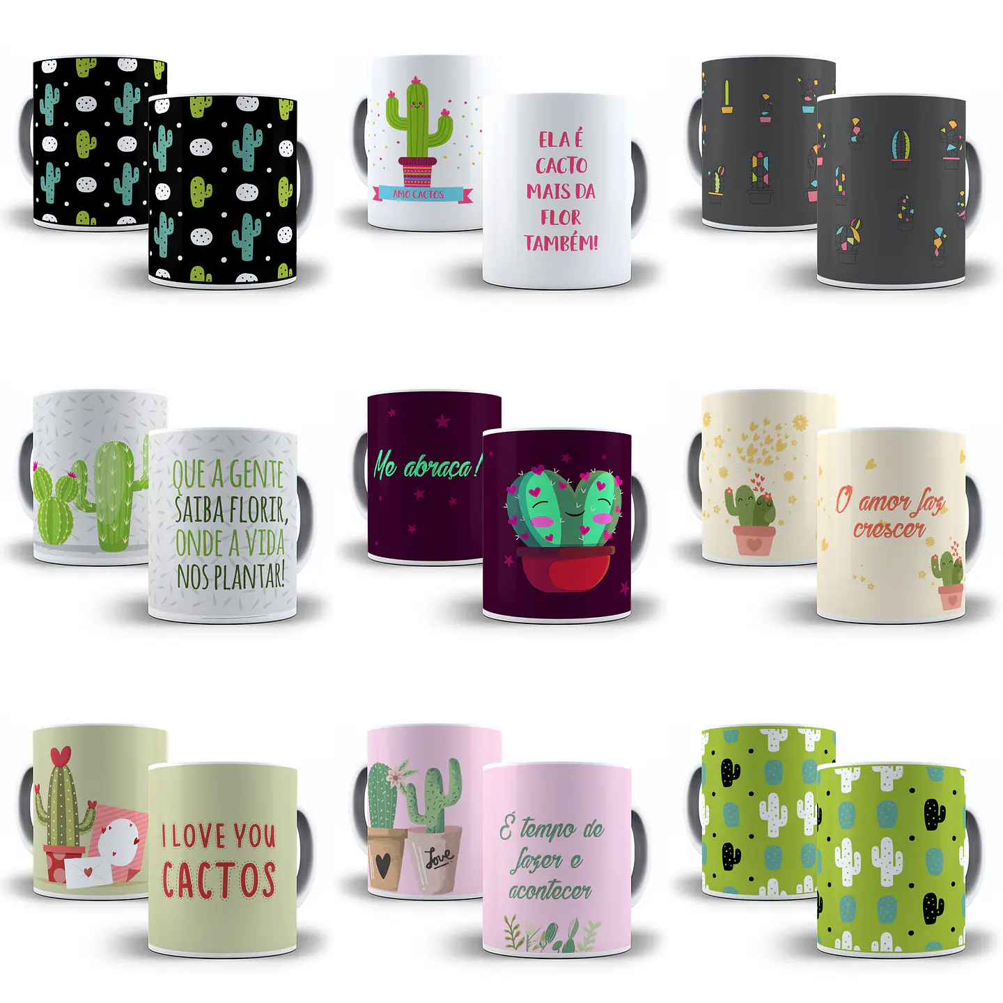25 Artes para Caneca Cactos Editável em Corel Draw 3