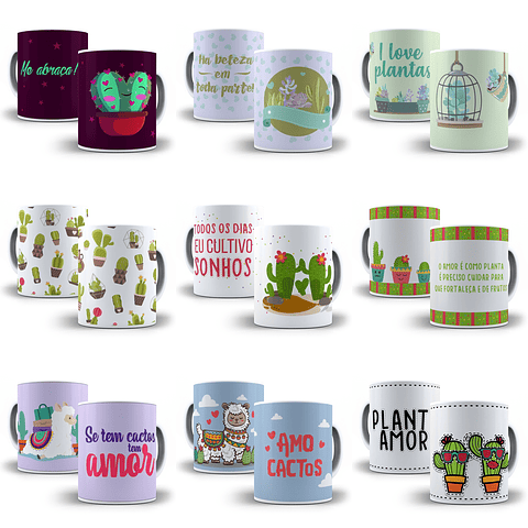 25 Artes para Caneca Cactos Editável em Corel Draw