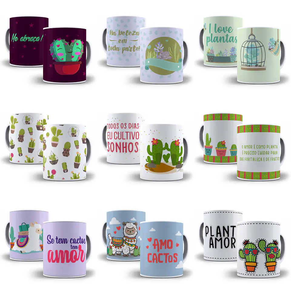 25 Artes para Caneca Cactos Editável em Corel Draw 1